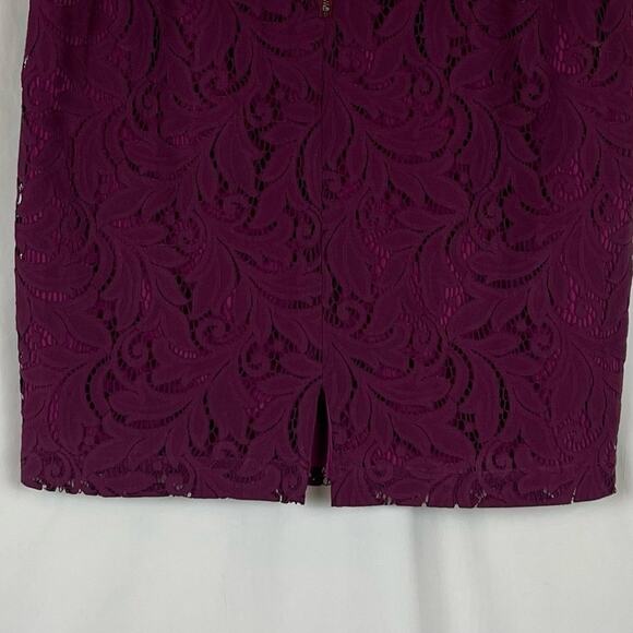 CAbi Sheer Burgundy Lace BalletCore Party Event Pencil Skirt NWOT Size 10 - Picture 6 of 12
